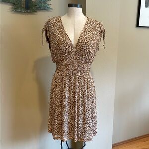 Old Navy Brown V-Neck Mini Sundress with Flutter Sleeves
